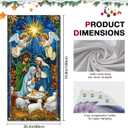 2 x Merry Christmas Door Cover 71x35 Inch Front Porch Door Banners Decoration Winter Nativity Scene Angels Baby Jesus Lambs Religious Christmas Style for Sign Party Decor