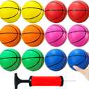 12Pcs 5Inch Mini Basketballs,Colorful Rubber InflatableBasketball,Pool Kick Balls Toy with Inflation Pump for Indoor Mini Basketball Hoop,Beach Sports Game,Party Favor