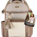 Itzy Ritzy Diaper Bag Backpack – Large Capacity Boss Plus Baby Backpack Diaper Bag Featuring 19 Pockets, Changing Pad, Stroller Clips, and Comfortable Straps (Vanilla Latte)