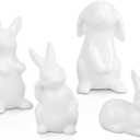 LarpGears Easter Bunny Decor, 4 Pcs Glossy White Ceramic Bunny Figurines Spring Home Gifts Table Centerpiece Arts Crafts Decorations