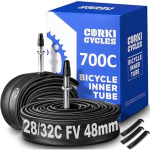Heavy Duty 700c Bike Tube 700 x 23-25c 28-32c 35-43c Butyl Rubber, 28 Inch Road Bicycle Tire Inner Tube Replacement 2 Pack with Tire Levers