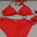 Tempt Me Women Triangle Bikini Sets Halter Two Piece Sexy Swimsuit String Tie Side Bathing Suit (Red, Size M)