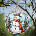 Snowman Christmas Ornament, Jocidea Stained Glass Ornaments for Christmas Tree, Christmas Tree Decorations, Snowman Lovers Gifts, Holiday Decor and Xmas Gifts Ideas