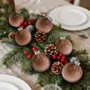 9 Pcs Christmas Tree Ornaments Set, 80mm/3.15in Large Velvet Christmas Balls for Xmas Tree Decorations Shatterproof Hanging Flocked Balls Ornaments Brown