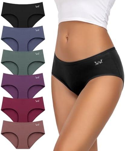 TANSTC Womens Underwear Low Rise Cotton Hipster Panties Soft Stretch Briefs Breathable Ladies Underpants 6 Pack M