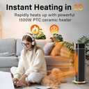 24" Space Heater, JRD Fast Heating Portable Electric Heater with Remote, Night Light, 80 Oscillation,4 Mode, Overheat&Tip-Over Protection, Ceramic Heat for Bedroom Office Indoor