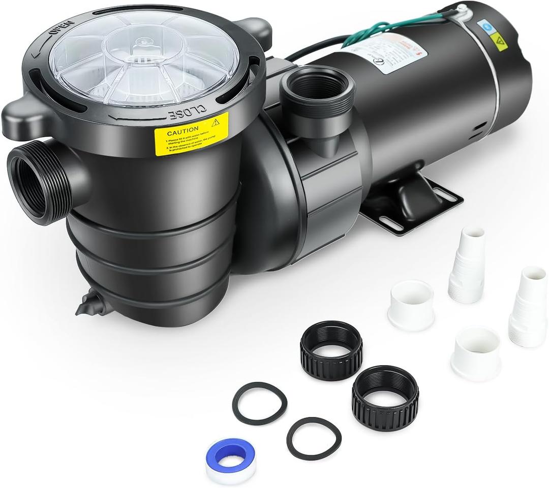 1.5 HP In/Above Ground Swimming Pool Pump, 110V 5580GPH Single Speed Pool Water Pumps lnground Above Ground with Filter Basket