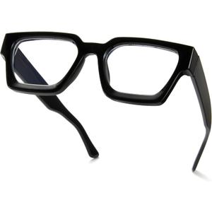 Cyxus Blue Light Glasses Women Men Chunky Retro Rectangle Frame UV400 Protection Computer Gaming 8143T01 (Black)