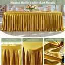 Gold Satin Tablecloths Rectangle 6FT, Glitter Spandex Fitted Stretch Table Covers Wrinkle-Free Floor Length Shimmer Table Skirt for Weddings Parties Baby Shower Banquets Vendor Events