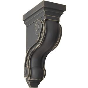 Ekena Millwork CORWD03X06X10TSBL Boston Traditional Scroll Vintage Decor Corbel 3 3/8"W x 6 1/2"D x 10 1/2"H Black
