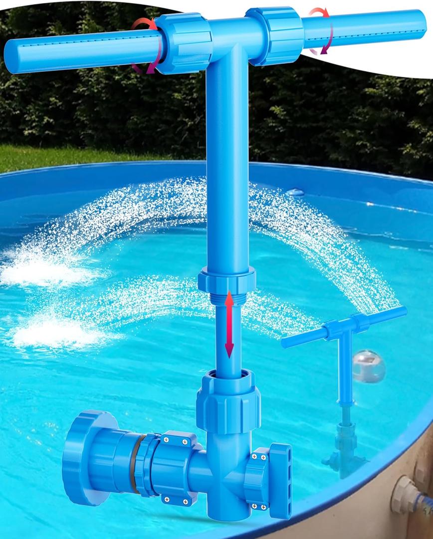 Pool Fountain, 2-in-1 Water Fountains with 360 Adjustable Dual Spray Retractable Height High-Pressure Waterfall Sprinkler for Above Ground/Inground Pool Accessories, Swimming Pool Spa Cooling, Blue