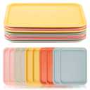 10 Pack Plastic Fast Food Serving Tray, Colorful Rectangular Cafeteria Rectangular Serving Platter Grill Tray for Restaurant Coffee Home School Party Supplies