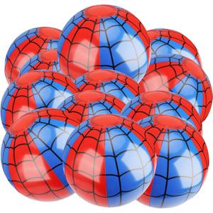 12pcs Spider Web Beach Balls, PVC Material Inflatable Blue and Red Beach Balls Water Toys for Kids Party Outdoor Activity Summer Pool Game Supplies