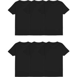 Fruit of the Loom Men's Undershirts, Moisture Wicking & Tag Free, Short Sleeve Crew T-Shirts (Small, Black - 6 Pack)