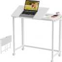 GreenForest Small Folding Desk with Wheels, 31.5 inch Tiltable Tabletop
