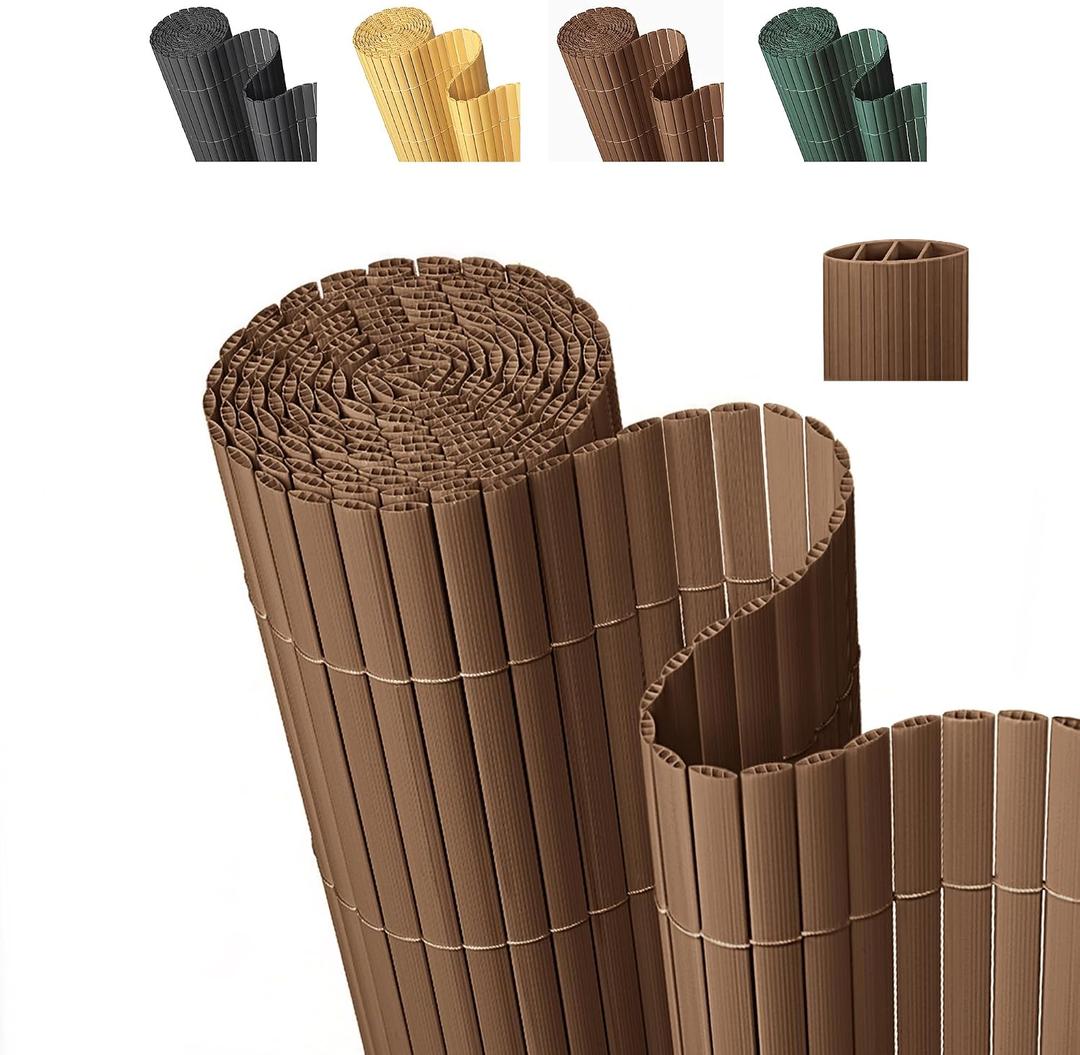 Reinforced PVC Privacy Fence Screen, Brown, 3×16 FT