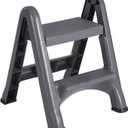Rubbermaid Two-Step Folding Foot Stool 14-Inch High Gray 300-Pound Capacity Small Step Stool for Adults/Kids for Use in Library/Kitchen/Bathroom/Garage/Closet