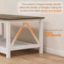 Coffee Table with Storage Small White Farmhouse Coffee Table for Livingroom | Farmhouse Style , Coffee table , Walnut Top , 2-Tier Slat Shelf , V-Shape Frame , 39.4" L x 21.6" W ,Sturdy Frame, 21.6Dx39.4"Wx17.8"H