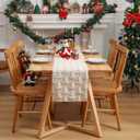 Christmas Table Runner Quilted Plush 3D Table Runners Beige Xmas Tree Sequins Runners for Tables Kitchen Dining Decorations Winter Runner Party Supplies 13x37 Inch