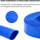 DAVCO 1.5" x 50 ft Pool Backwash Hose, Heavy Duty Reinforced Blue PVC Lay Flat Water Discharge Pump Hoses For Swimming Drain Pools and Clean Filters,with 1 Clamp