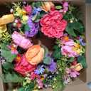 Briful 24 Inch Fall Wreath for Front Door, Autumn Floral Wreath | With Silk Peonies Orange Rose, Berries, for Thanksgiving Harvest Festival, Indoor Outdoor Farmhouse Wall Window Decor
