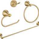 Brushed Gold Bathroom Hardware Set Wall Mounted Gold Accessories Set 4 Pieces Bathroom Hardware Set, 23.6 inch Towel Bar | Towel Hook | Toilet Paper Holder | Hand Towel Holder