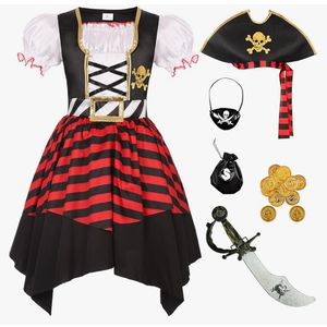 Girls Pirate Costume Kids Halloween Party Dress Up Kids L