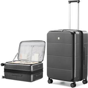 Hanke Hardside Expandable Checked Luggage, 24 Inch Top Opening Trunk Luggages with Spinner Wheels, All-PC Hard Shell Suitcase, Lightweight TSA Checked-Medium(Graphite Grey, 83L)