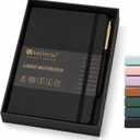 &And Per Se Lined Journal and Pen Set, A5 Leather Journal Stationery Set, 160 Pages 100GSM Thick Paper, Notebook Gift Set (Black)
