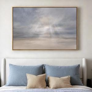 Large Framed Abstract Beach Landscape Wall Art for Living Room, 32x48 in
