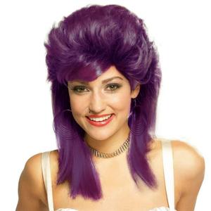 Swiking Purple Mullet Wigs for Women 80s Rocker Shaggy Layered Fluffy Wig Shoulder Length Hair Cosplay Halloween Costume Wigs(Purple)