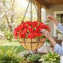 4 Pack 13.5 Inch Hanging Baskets for Plants Outdoor - Metal Hanging Planters for Outdoor Plants with Coco Liners - Heavy Duty Empty Hanging Flower Pots for Porch Patio Garden