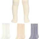 Aorffier Baby Knee High Socks, Toddler Knee High Socks Newborn Little Boy Girl Knit Cotton Stockings 0-36 Months (0-12 Months, Pair of 3)