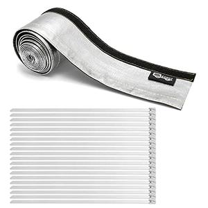 Heat Shroud Aluminized Sleeving Heat Shield Fuel line Wire Heat Sleeve 1" I.D. x 10FT with 20 Pcs 7.8Inch Stainless Steel Cable Metal Zip Ties