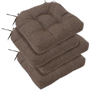 RACE LEAF Patio Chair Cushions 19x19 4 Pack, Thickened Heavy Duty Outdoor Cushions Stain & Water Resistant Non-Slip Ties Tufted (Brown)
