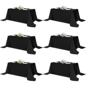 sancua Black Tablecloths for 6 Foot Rectangle Tables, 8 Pack 90x132 Inch Rectangular  Washable Polyester Fabric Table Cloth, Reusable Table Covers for Wedding Party, Birthday, Banquet Reception