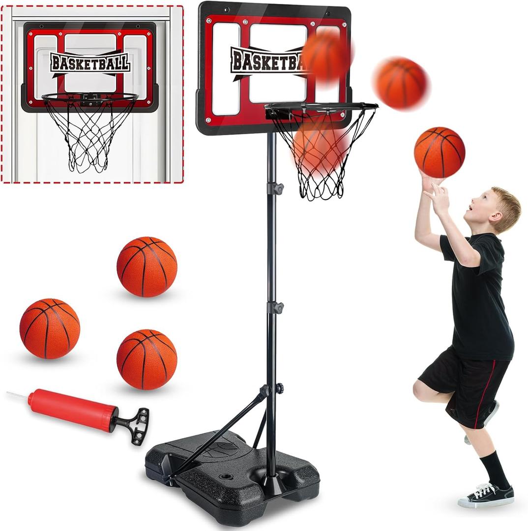 Kids Indoor Basketball Hoop with Stand | Adjustable Height Basketball Goal for Toddlers & Kids | Perfect Sports Gift for Boys Ages 3-8