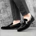 JITAI Mens Velvet Loafers Dress Shoes Loafers for Men Tuxedo Suit Shoes, Black/24, 10 US