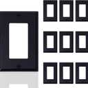 3 x ThunderWay Decorator Light Switch or Receptacle Outlet Wall Plate, Gloss Finish, Size 1-Gang 4.48" x 2.71", Unbreakable Polycarbonate Thermoplastic, UL Listed, Black