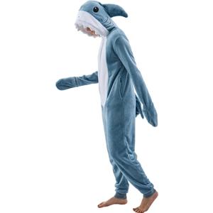 SWEETXIN Adult Unisex Onesie Pajamas Halloween Christmas Cosplay Costume Suit for Women and Men (X-Large, Shark)
