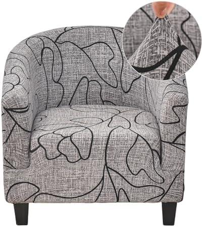CRFATOP Soft Club Chair Slipcover Stretch Barrel Chair Covers Printed Tub Chair Slipcovers Round Couch Covers Spandex Armchair Sofa Cover Removable Furniture Protector for Living Room,06