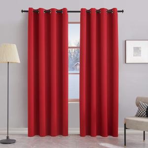 99% Blackout Curtains & Drapes Panels 84 Inches Darkening Curtains - Thermal Insulated Curtain for Bedroom-Red 84 Inches Long Grommet Window Curtain 2 Panels Set,W 52" x L 84"