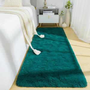 BENRON Soft Runner Rugs for Bedroom 2x6, Washable Long Runners for Hallway Entryway Kitchen Dorm, Fluffy Throw Rug for Kids Girls Room Decor Photo Prop, Teal Green