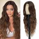 Cosplay Long Ombre Brown Wig 26 Inch Middle Part Synthetic Wig Realistic Gifts Party Wigs for Women Daily Use Colorful Wigs (Chestnut Brown)