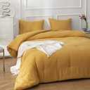 Cottonight Mustard Yellow California King Comforter Sets Dark Yellow Bedding Comforter Set Ginger Blanket Quilts Cozy Breathable Blanket Quilts Bedding Set Cal King Bed