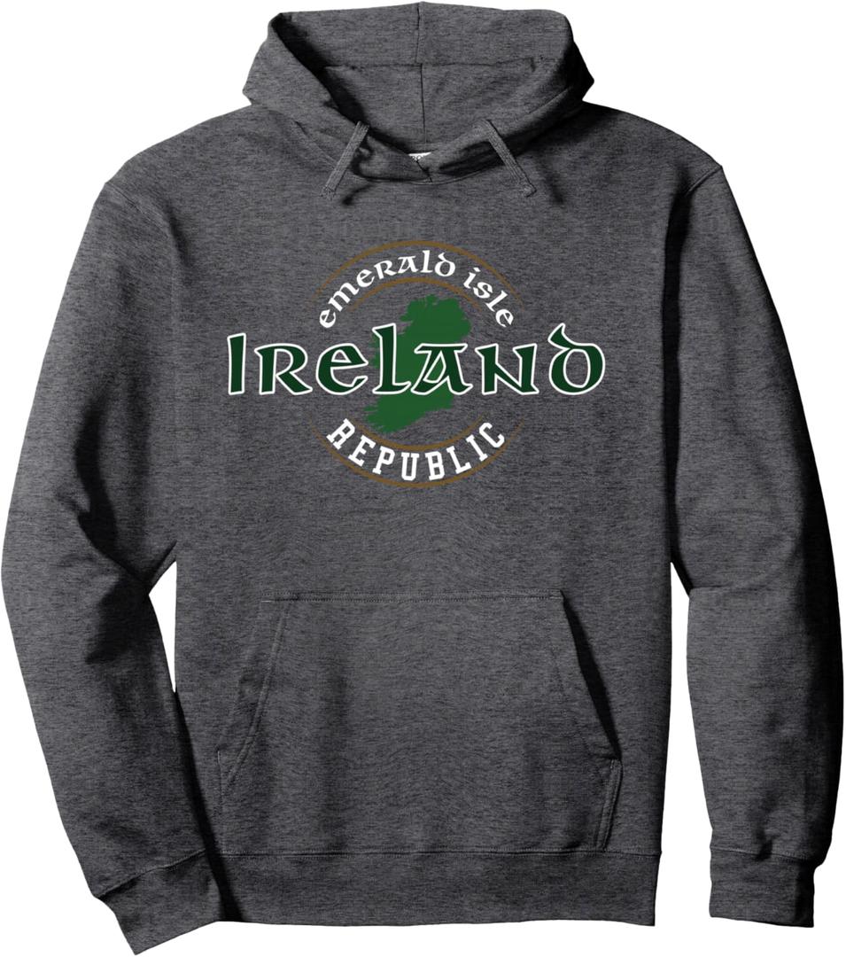 Ireland Republic Emerald Isle Irish Map Pullover Hoodie, Large