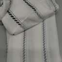 jinchan Linen Striped Kitchen Curtains Tier Cafe Curtains for Living Room Bathroom RV 36 Inch Farmhouse Rustic Half Window Treatment Light Filtering 2 Panels Black on White