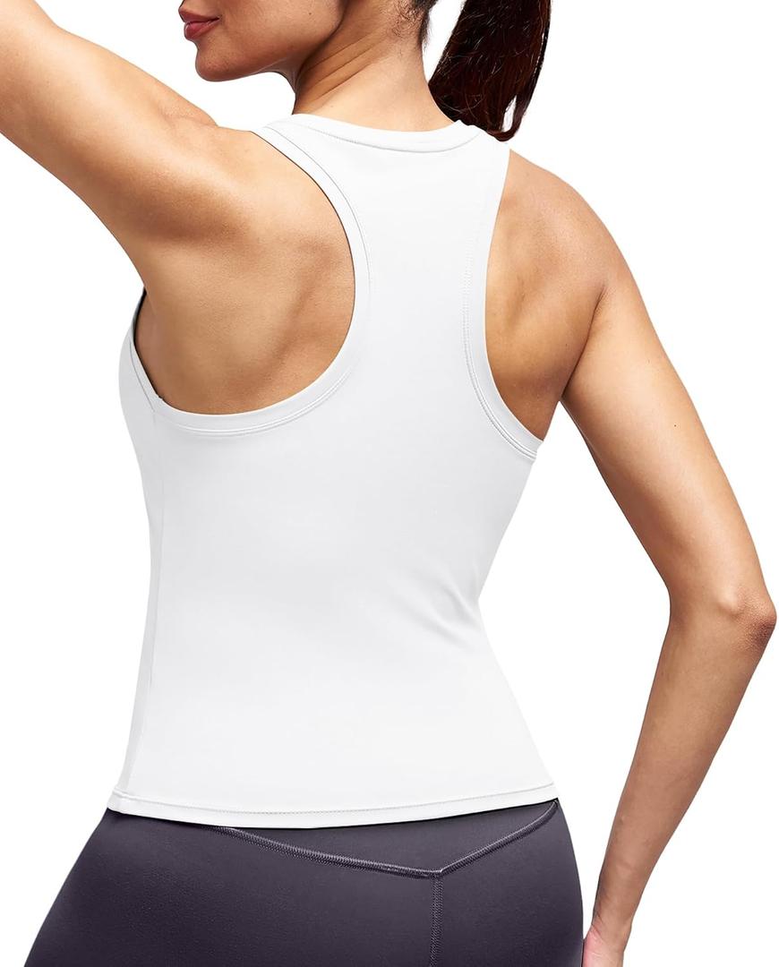 Alaroo Workout Tops for Women Sleeveless Racerback Tank Tops (White, XL)