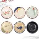 4 Inch 6 Pieces Japanese Retro Sauce Dishes Japanese Ceramic Side Bowl Sauce Dishes Asian Chinese Side Dishes Dishes for Sushi Sauce Snack Pinch (Japanese Style-1)
