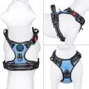 PHOEPET No Pull Dog Harness Reflective Adjustable Vest with a Training Handle, Name ID Pocket, 2 Metal Leash Hooks, 3 Snap Buckles [Easy to Put on & Take Off] (M, Baby Blue)